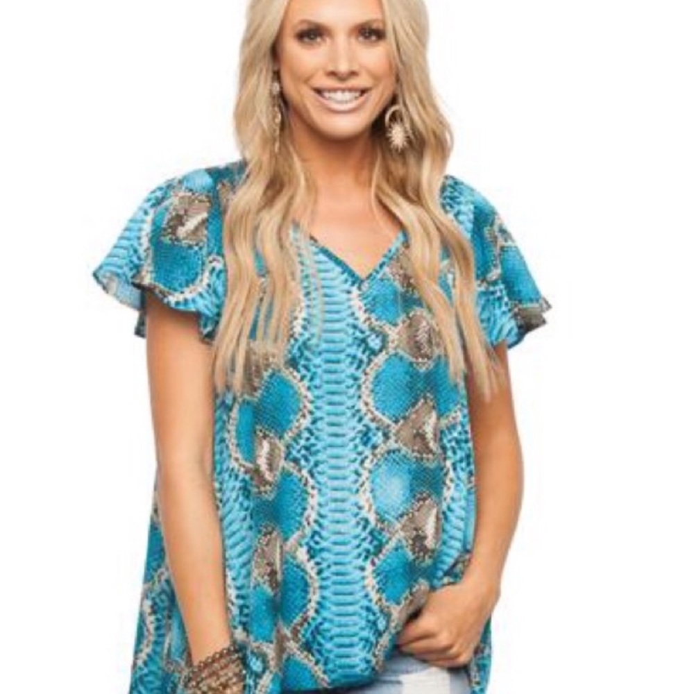 Fab’rik Blue flowy snake print top
